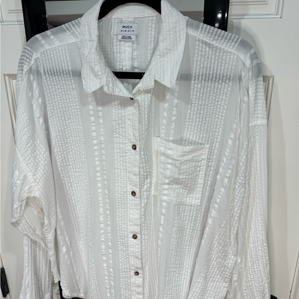 Rvca White Button-Down Size Medium - image 5